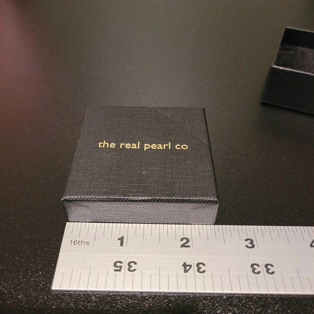 The Real Pearl Co. Small Square Jewelry Gift Box, Black Gold